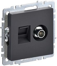 BRITE Розетка двойная TV+RJ45 кат.5E РТВ/РК12-БрГ графит IEK BR-AK20-1-K53