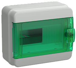TEKFOR Корпус пластиковый КМПн-8 IP65 зеленая прозрачная дверь IEK TF5-KP72-N-08-65-K03-K06