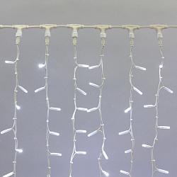 Гирлянда Светодиодный Дождь 2х3м, постоянное свечение, белый провод КАУЧУК, 230 В, диоды БЕЛЫЕ (шнур 237-135