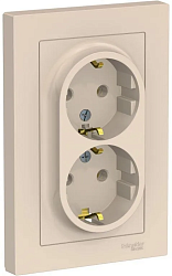 Розетка 2-м СП AtlasDesign 16А IP20 с заземл. в сборе беж. SE ATN000224 1240188