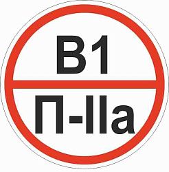 Знак пластик "Категории помещения по взрывопожарной и пожарной опасности В1 П-IIа" (200x200) EKF pn-b1-p-lla