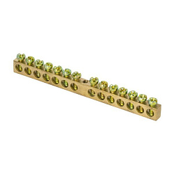 Шина PEN "ноль-земля" (6x9мм) 14 отв. латунь крепеж по центру розн. стикер EKF sn0-63-14-r