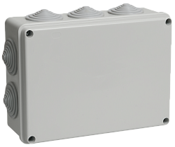 Коробка распаячная КМ41244 для открытой проводки безгалогенная (HF) 190х140х70мм IP55 10 гермовводов серая IEK UKO11-190-140-070-K41-55