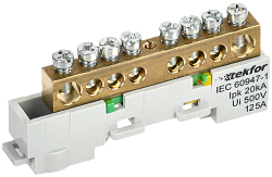 TEKFOR Шина PE "земля" неизолированная на универсальном держателе 8х12-8-Ж IEK TF-NN20-08-DL-K05