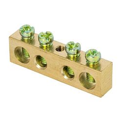 Шина PEN "ноль-земля" (6x9мм) 4 отв. латунь крепеж по центру розн. стикер EKF 