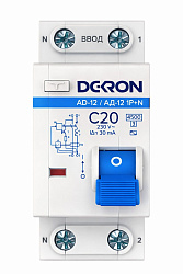 Автоматический выключатель дифференциального тока АД12 1P+N С20A АС30мА 4.5KA ad12-2-C20-30AC-dek