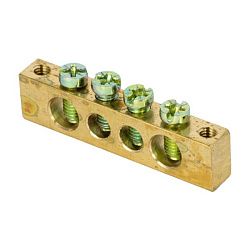 Шина PEN "ноль-земля" (6x9мм) 4 отв. латунь крепеж по краям EKF 