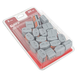 Клемма СМК 222-413 с рычагом 3 отверстия блистер (20шт.) EKF 