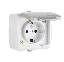 Мурманск Розетка 1-местная 16А с зазем.с кр. IP54 сер. с защ. штор. EKF EFR16-029-30-54