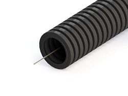 Труба ПНД гофрированная с зондом D25мм.  (50м/уп) Черный DEKRON DEK0204-0203
