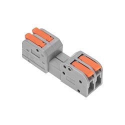 Клемма СМК 222-422R проходная разъемная 2 полюса серая 0,2-2,5/4мм² (50 шт/уп) REXANT 