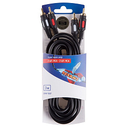 Шнур 2RCA - 2RCA, 3м, Gold REXANT 06-3044