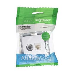 Розетка компьютерная + телевизионная 2-м AtlasDesign RJ45 кат.5E + TV механизм алюм. SE ATN000389 1240257