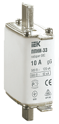 Плавкая вставка предохранителя ППНИ-33 габарит 00С 10А IEK DPP11-010