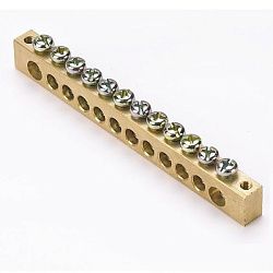 Шина PEN "ноль-земля" (8x12мм) 12 отв. латунь крепеж по краям EKF sn0-125-12-k