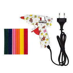 Пистолет клеевой, 15Вт, Ø7мм + набор цветных стержней 12 шт, блистер REXANT 12-0112