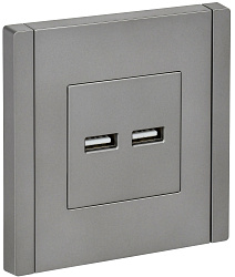 FORTE&PIANO Розетка USB A+A 3,1А FP549 сталь IEK FP-U21-D31-K46