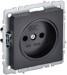 BRITE Розетка 1-местная без заземления без защитных шторок 10А РС10-1-0-БрЧ черный IEK BR-R10-10-K02