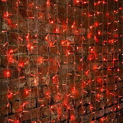 Гирлянда светодиодная Занавес 2х1,5м 192 LED КРАСНЫЙ прозрачный ПВХ IP65 постоянное свечение 230В блок в комплекте NEON-NIGHT 235-302-6