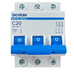 Автоматический выключатель ВА47-29 3P С20A 4,5кА mcb29-3-C20-dek