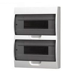 Корпус пластиковый БЕЛЫЙ ЩРН-П-24, черная прозрачная дверь IP51, DEKRON DEK06103-0030-B