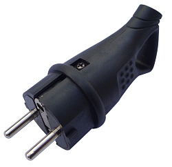Вилка переносная угловая с кольцом 16A, 250V, каучук, черный DEKRON DEK0903-0018