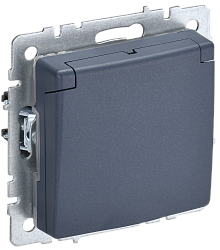 BRITE Розетка 1-местная с заземлением с защитными шторками и крышкой 16А IP20 РСбш10-3-БрМ маренго IEK BR-R16-16-K35