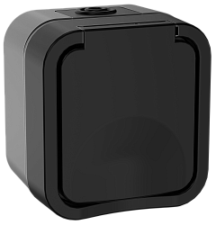 TORS Розетка 1-местная с заземляющим контактом и крышкой 16А IP55 TS120 графит IEK TS-R16-16-55-K53