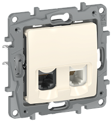 ETIKA Розетка двойная RJ11+RJ45 кат.5E UTP слоновая кость 672352
