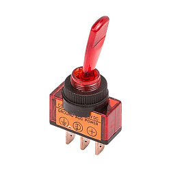 Тумблер 24V 20А (3c) ON-OFF однополюсный с красной подсветкой (ASW-13D) REXANT 36-4390
