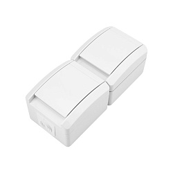 Блок вертикальный 2 розетки INDUSTRIAL IP54 с/з, о/у, белый KRANZ KR-78-0802