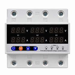 Трехфазное реле напряжения и тока с дисплеем 63A DEKRON DEKTP1-63