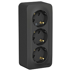 Розетка 3-м ОП Blanca 16А IP20 250В без заземл. без защ. шторок с изолир. пластиной антрацит SE BLNRA000316 1210639