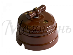 Выключатель ретро фарфоровый поворотный на два положения, для включения из 2-х мест (1-клавишн про GE70404-04