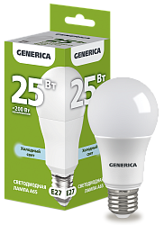 Лампа светодиодная A65 груша 25Вт 230В 6500К E27 GENERICA LL-A65-25-230-65-E27-G