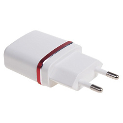 Сетевое зарядное устройство USB (СЗУ) (5 V, 1000 mA) белое с красной полоской REXANT 18-2211