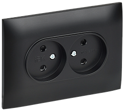 SKANDY Розетка 2-местная без заземления с защитными шторками 10А в сборе SK-R09Bl черный IEK SK-R23-10-K02-F