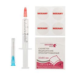 Смазка для кулеров (вентиляторов) SX-2, 2мл, (шприц, салфетки, наклейки), блистер REXANT 09-3982