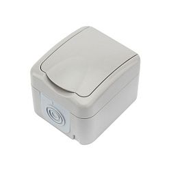 Розетка одноместная (керамика) Mini OG IP54 с/з, о/у, серая KRANZ KR-78-0815