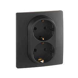 Etika - Розетка 2x2P+E нем. стд. (антрацит) 672623