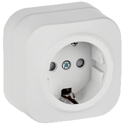 GLORY Розетка 1-местная для открытой установки с заземлением с защитными шторками 16А РСш20-3-ХБм белый матовый IEK ERH14-K01M-16
