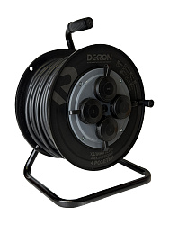 Удлинитель силовой ПВС 3х2,5 50м, на катушке (пластик), 4 гнезда с заземлением и крышками, 16А, IP44 DEKRON DEK0906-0024