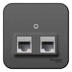 Розетка компьютерная + телефонная 2-м ОП Blanca RJ45 кат.5E + RJ11 с изолир. пластиной антрацит SE BLNIA045116 1210648
