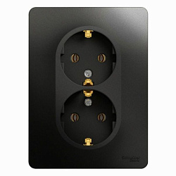 Розетка 2-м Glossa 16А с заземл. в сборе антрацит SE GSL000724 400340