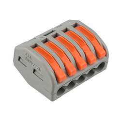 Универсальная клемма СМК 222-415, 5-проводная серая 0,08-2,5/4 мм² (40 шт/уп) REXANT 