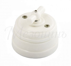 Выключатель ретро фарфоровый поворотный на четыре положения (2-х клавишный, в компл с подъемн кор GE70401-01