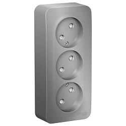 Розетка 3-м ОП Blanca 16А IP20 250В без заземл. защ. шторки с изолир. пластиной алюм. SE BLNRA001313 1210558