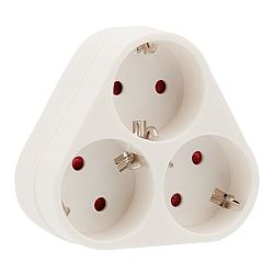 Тройник электрический пирамида 16А с/з белый REXANT 