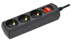 Удлинитель У03В 3 места с заземлением 3м 3х1мм2 10А/250В черный GENERICA 