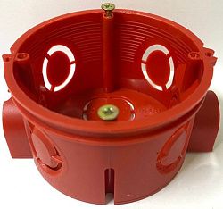 Подрозетник для бетонных стен 68*40 мм блочный с винтами КРАСНЫЙ DEKRON GX1001-к